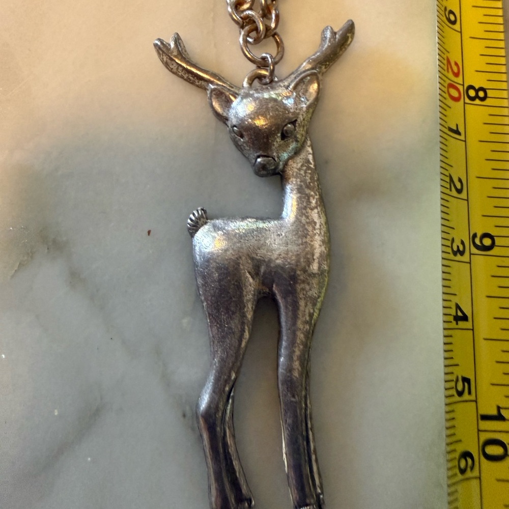 Silver Deer Pendant Necklace